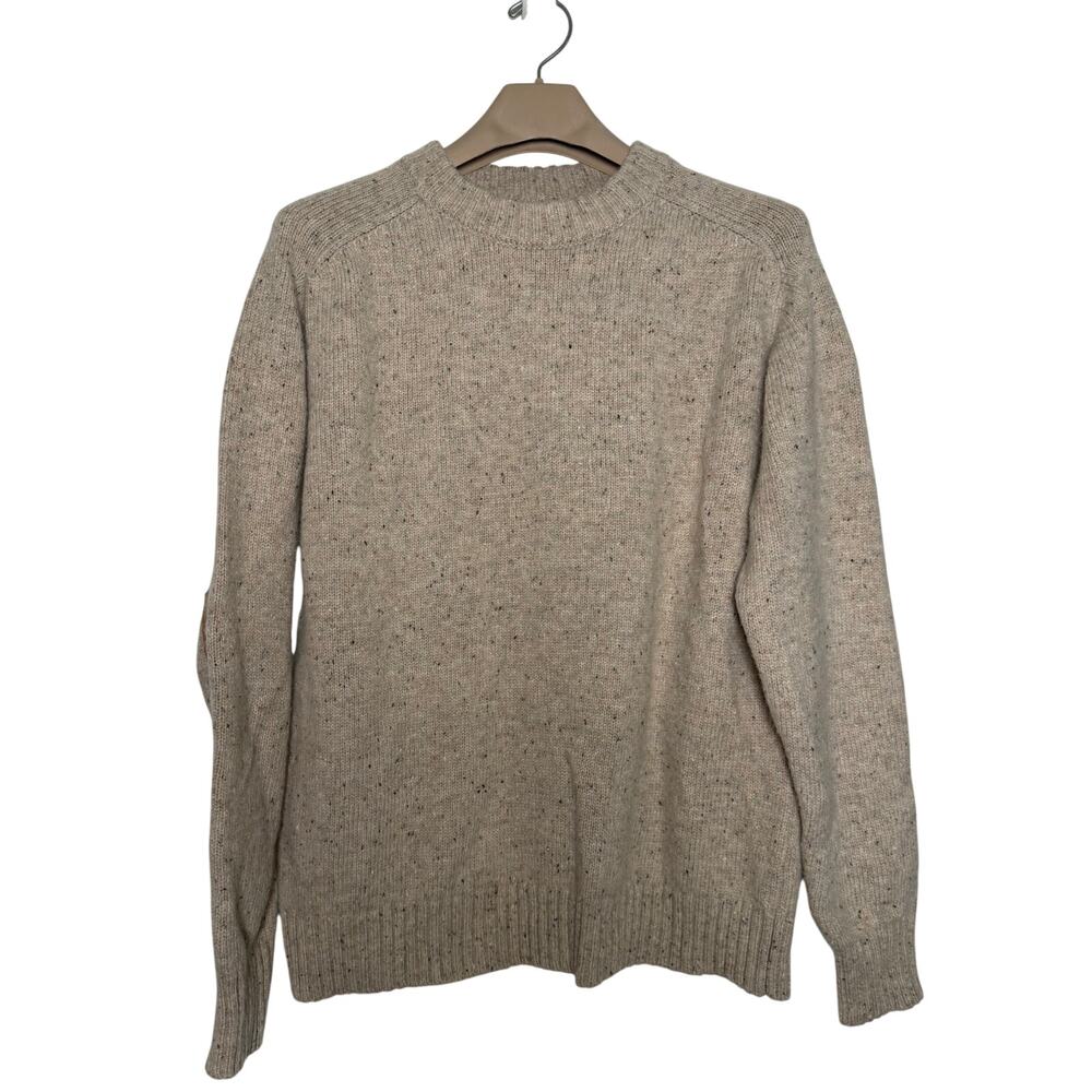 Line Of Trade Mens Donegal Guide Sweater XL Wool Blend Flecked Knit Arm Patches